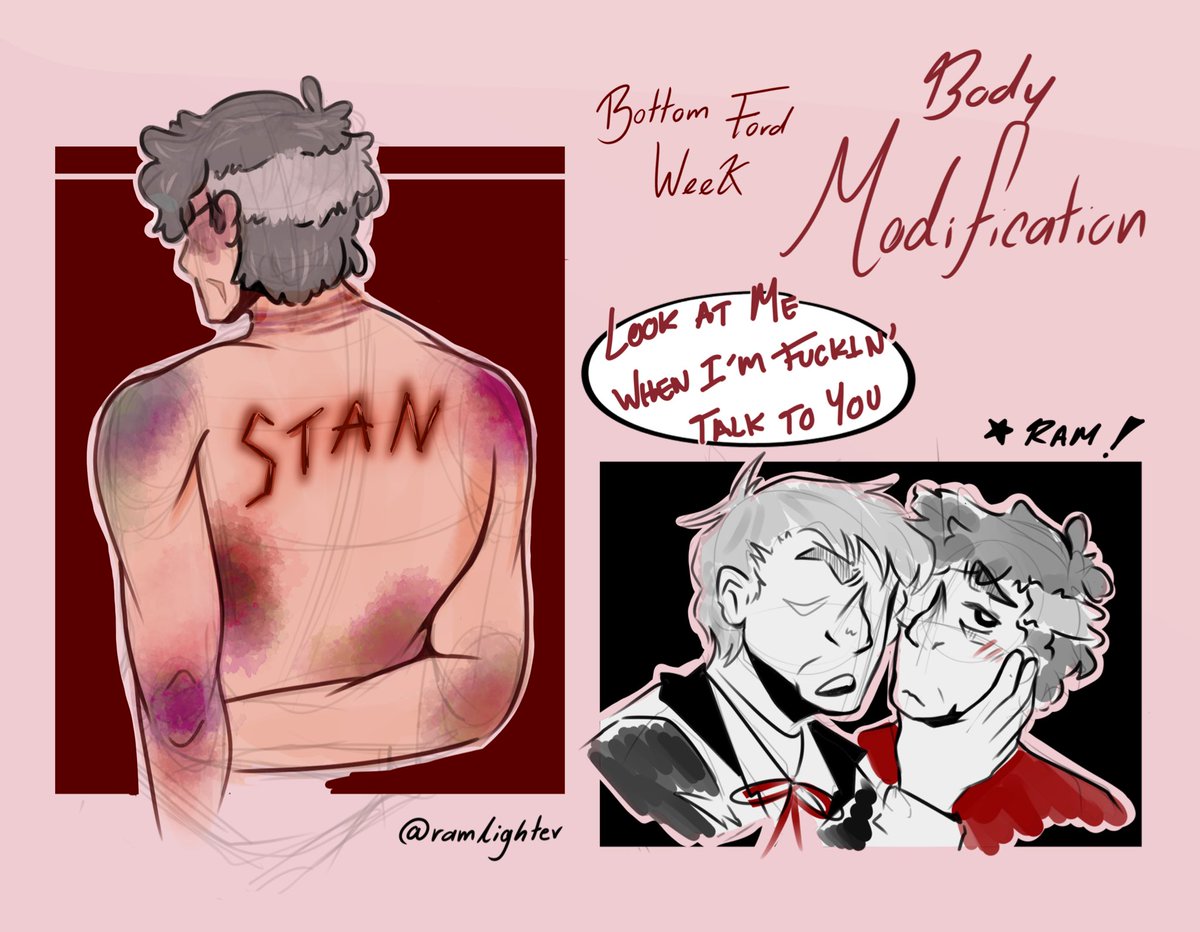 ramlighter's tweet image. Bottom Ford Week! Day 2: Body Modification

Also, Dark!Stan :) 
My boy is just marking his trophy, he deserves it.

#bottomfordweek #stancest 

fanart based on this fanfic: archiveofourown.org/works/70003046