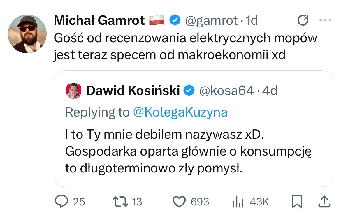 Michał Gamrot 🇵🇱 (@gamrot) on Twitter photo Hej <a href="/kosa64/">Dawid Kosiński</a> co się takiego zadziało, że ten post usunąłeś? Przecież jeszcze kilka dni temu byłeś specem od makroekonomii! Hej <a href="/kosa64/">Dawid Kosiński</a> co się takiego zadziało, że ten post usunąłeś? Przecież jeszcze kilka dni temu byłeś specem od makroekonomii!