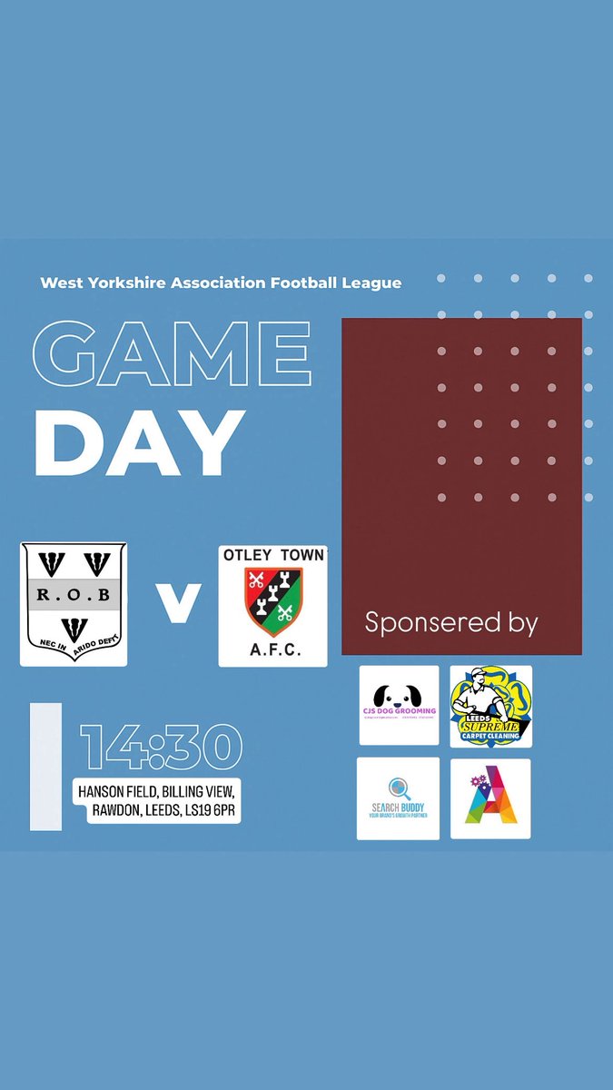 ⚽️ Game day

The boys return to Hanson field off the back of a great win against Leeds city. Today’s attention turns to <a href="/otleytownfc/">Otley Town AFC</a> who have started the season well, expecting a tough game