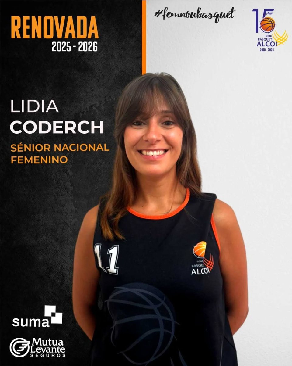 ℝ𝔼ℕ𝕆𝕍𝔸ℂ𝕀Óℕ 𝕀 𝕊Éℕ𝕀𝕆ℝ 𝔽𝔼𝕄𝔼ℕ𝕀ℕ𝕆 ℕ𝔸ℂ𝕀𝕆ℕ𝔸𝕃
𝗟𝗜𝗗𝗜𝗔 𝗖𝗢𝗗𝗘𝗥𝗖𝗛
Veterana del equipo, con varios años entrenando con el grupo, el año pasado volvió a la cancha.
#FemNouBasquetAlcoi
#NBAlcoi
#renovación
#Basketfemenino