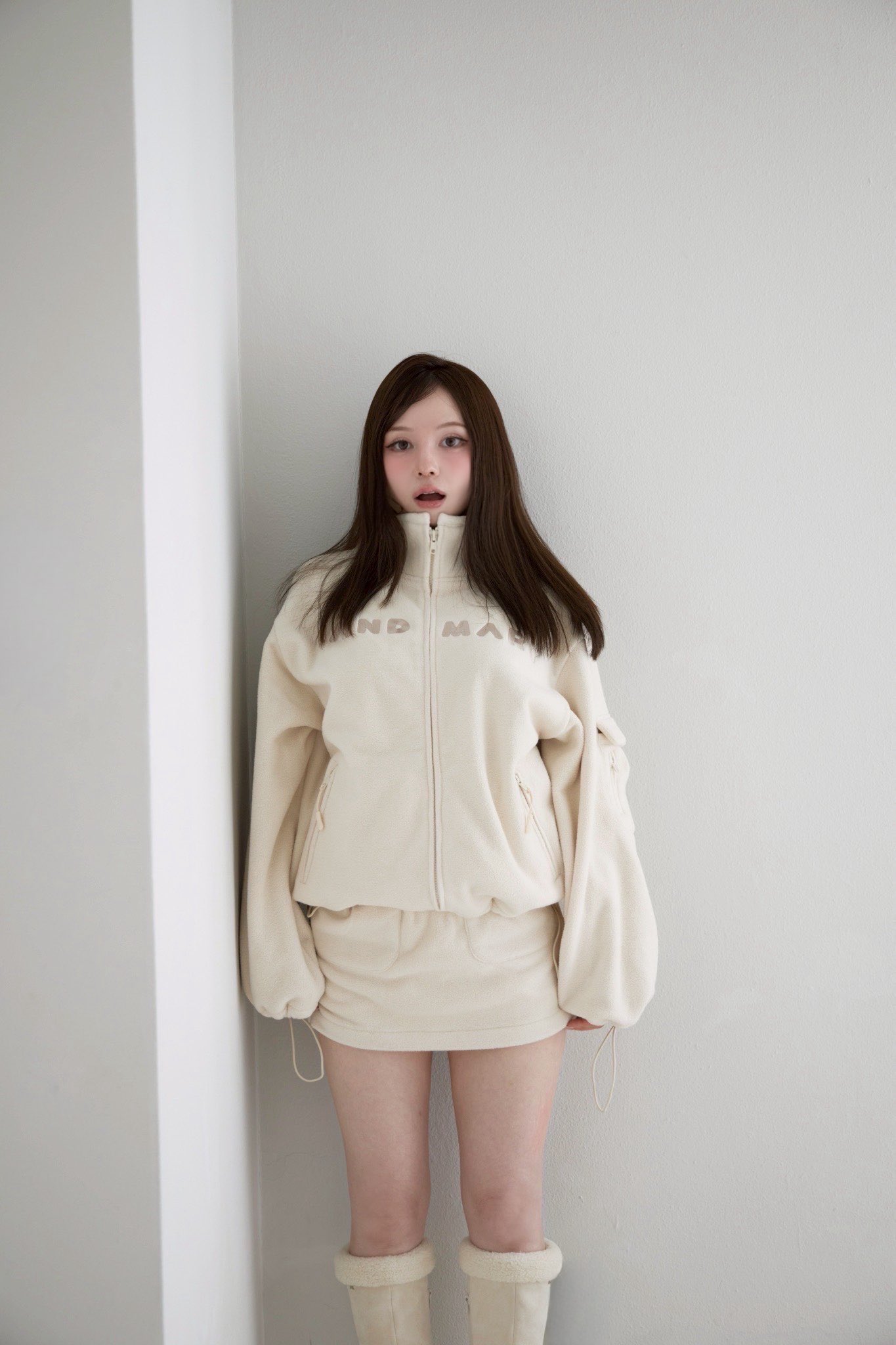 Mary logo fleece skirt ivory andmary | その他