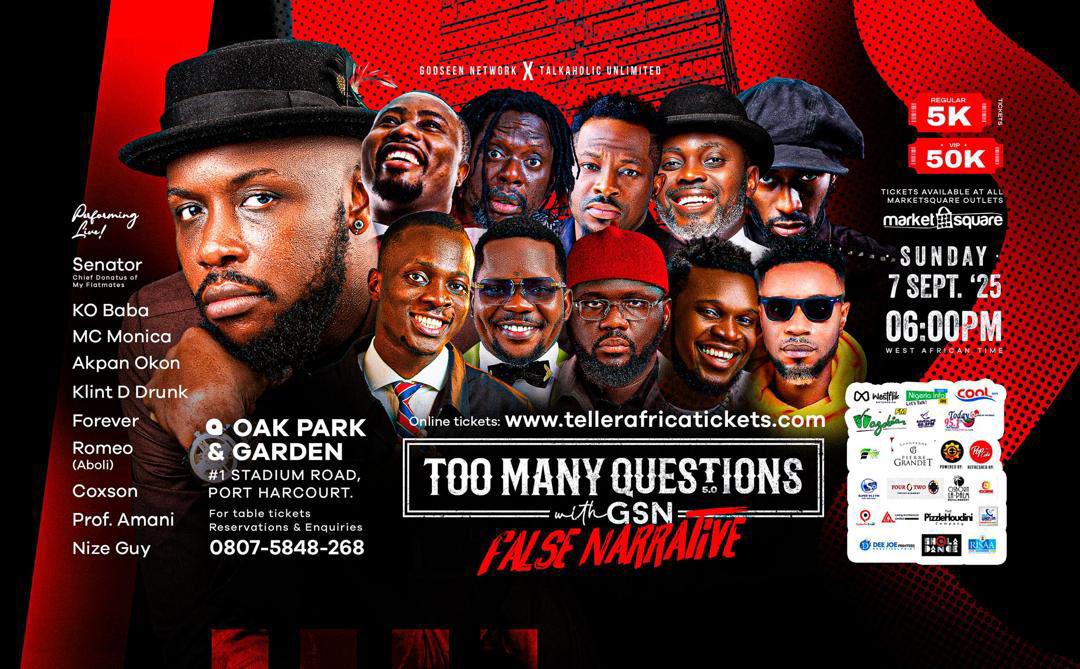 J.A_Official 🇳🇬🇨🇦 (@aeba05) on Twitter photo 📢 Port Harcourt!!
The biggest comedy show Too Many Questions with <a href="/GSNComedian/">GSN Comedian #NgwaBoi</a> is opening doors for media collaborators, creatives, content kings & queens, photographers and videographers.
🎟️ tellerafricatickets.com/product/too-ma…
📅 7th September.
Dial the number on the flier before the 📢 Port Harcourt!!
The biggest comedy show Too Many Questions with <a href="/GSNComedian/">GSN Comedian #NgwaBoi</a> is opening doors for media collaborators, creatives, content kings & queens, photographers and videographers.
🎟️ tellerafricatickets.com/product/too-ma…
📅 7th September.
Dial the number on the flier before the