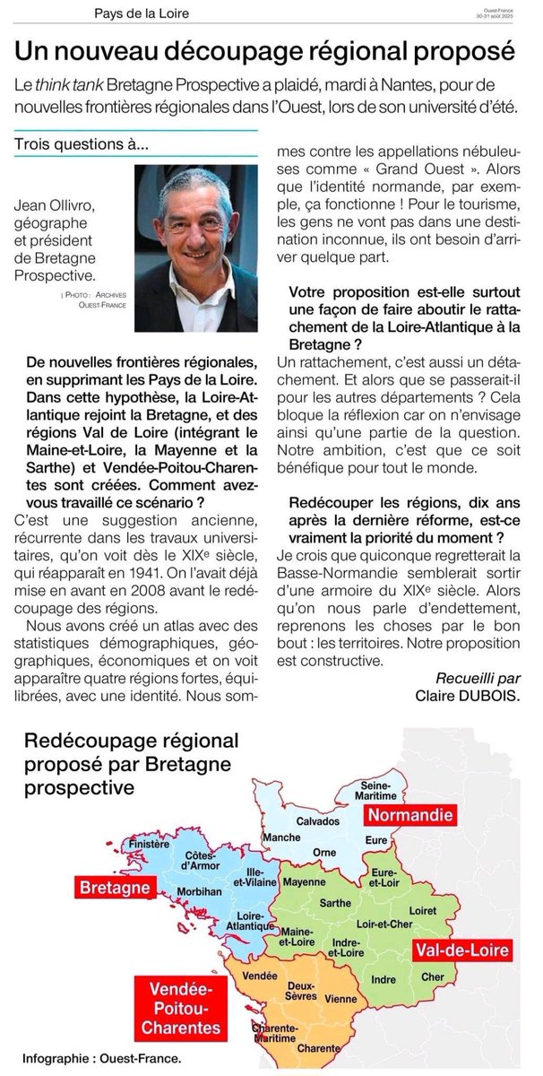 Il n'a échappé à personne que le découpage actuel des régions pondu par le duo Hollande-Valls en 2016 est un énorme foirage. 
Quand la technocratie parisienne se prend les pieds dans le tapis, la société civile doit prendre le relai et proposer des solutions alternatives