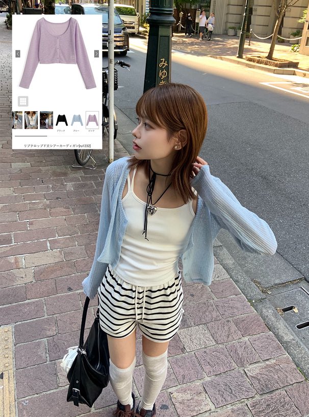 新品◎Riu／ショート丈 シアーカーディガン ブラック Rちゃん クロップド丈 新品◎Riu／ショート丈 シアーカーディガン ブラック Rちゃん