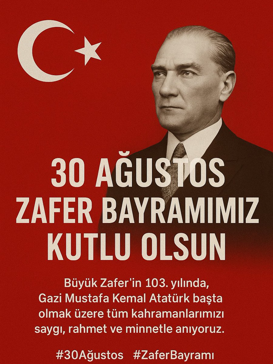 Alpsanalu's tweet photo. 🇹🇷 30 Ağustos Zafer Bayramımız Kutlu Olsun 🇹🇷

Büyük Zafer’in 103. yılında, Gazi Mustafa Kemal Atatürk başta olmak üzere tüm kahramanlarımızı saygı, rahmet ve minnetle anıyoruz.
Milletimizin bağımsızlık ve özgürlük mücadelesinin simgesi en güçlü göstergesidir.

#30Ağustos https://t.co/jJZ7w0QS2J