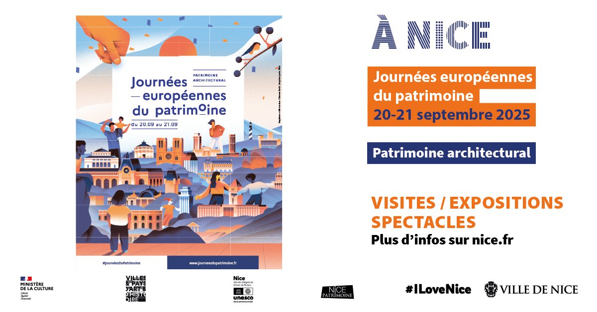Durant tout un week-end, profitez d'un programme gratuit et varié : visites guidées, expositions, conférences, ateliers…

Inscriptions en ligne recommandées dès l’ouverture du programme.
nice.fr/journees-europ…

#ILoveNice
