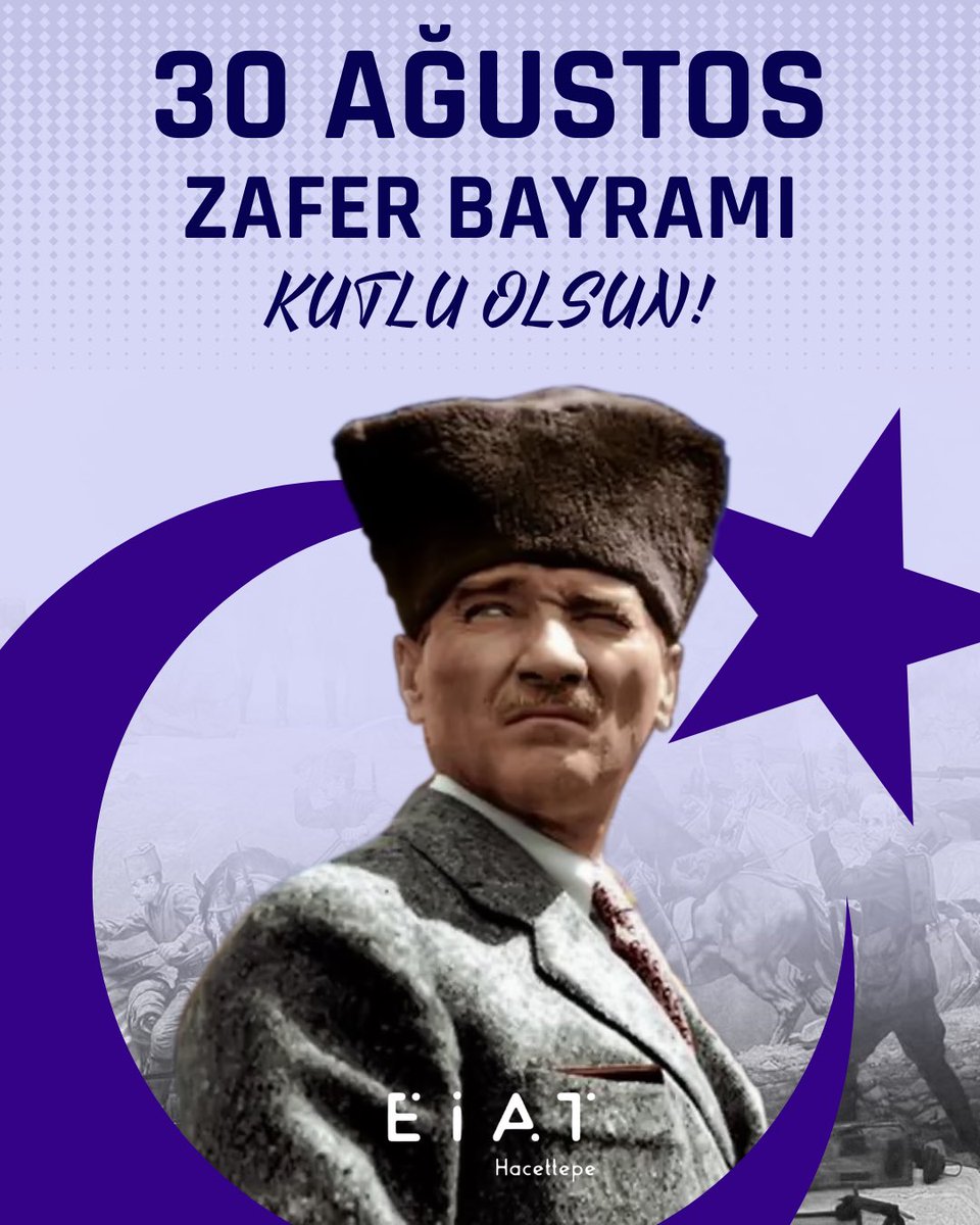 EİAT ailesi olarak eğitimle yükselen her adımda, atalarımızın mirasını yaşatıyoruz. Başta Mustafa Kemal Atatürk olmak üzere tüm kahramanlarımızı saygı ve minnetle anıyoruz.
30 Ağustos Zafer Bayramımız kutlu olsun.💜

#hacettepeüniversitesi #egitimeilkadim #30agustos #zaferbayrami