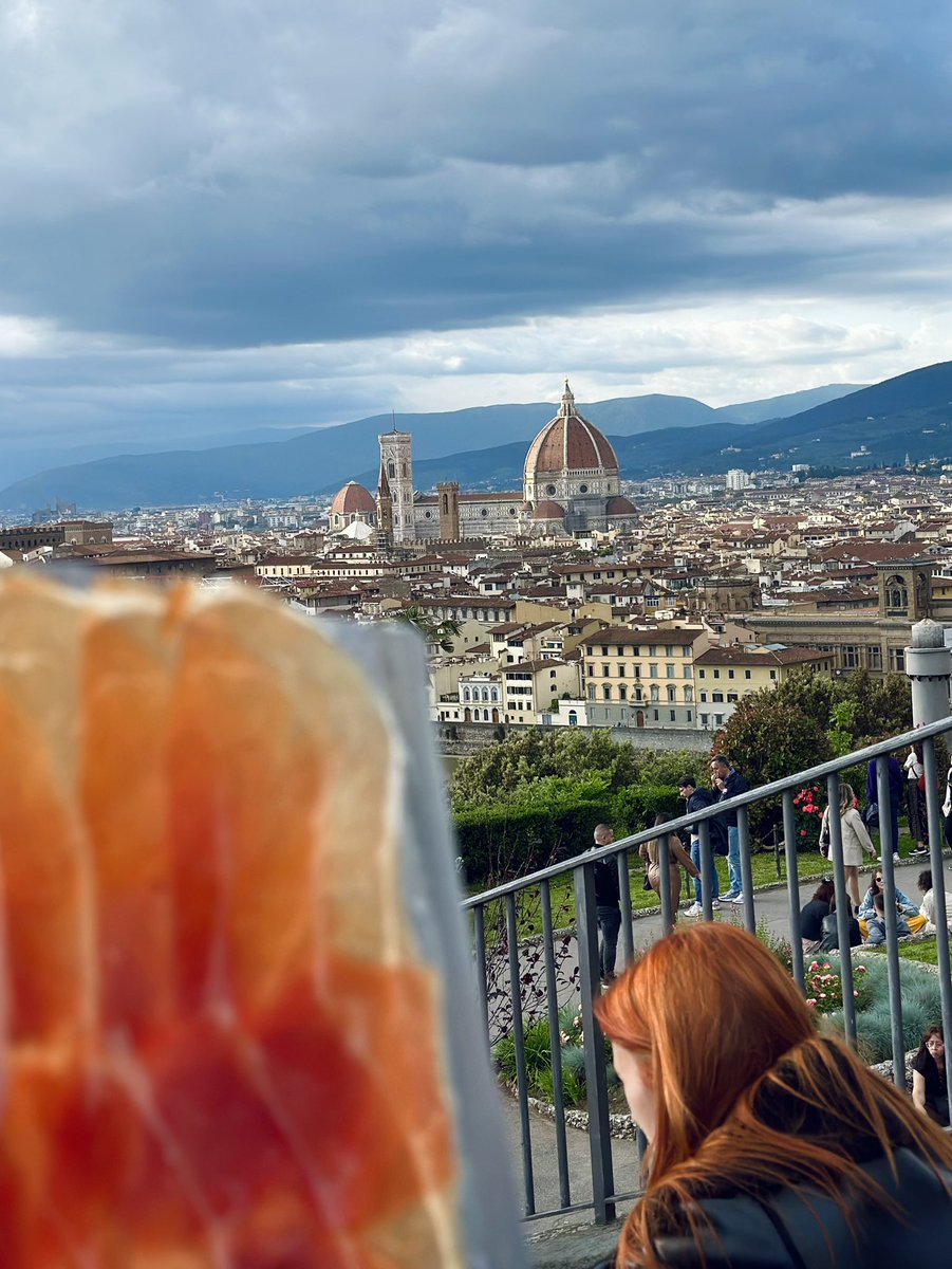 AGI, hurry up…
so people wont be desk-bound. 
we can go feel the world.
This was me in Florence at Piazzale Michelangelo, eating ham and watching the sunset - a life moment. 
Hope AGI gives us more of these.