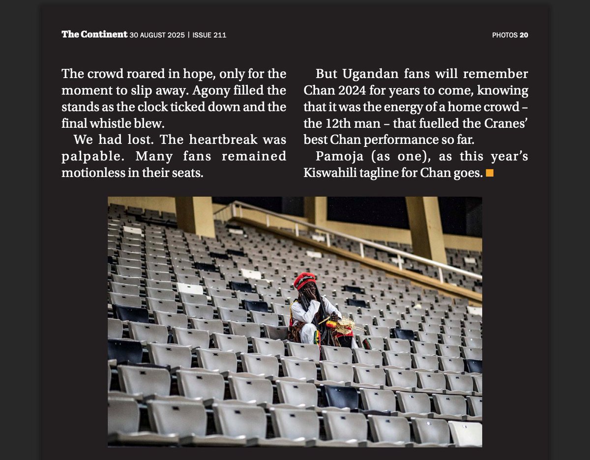 Katumba Badru Sultan (@katumbabadru1) on Twitter photo I had the chance to witness the electrifying CHAN match between Uganda and Senegal, and I am excited to share my experience as published in <a href="/thecontinent_/">The Continent</a> issue 211. What was your experience? #TotalEnergiesCHAN2024 #CHAN2024 I had the chance to witness the electrifying CHAN match between Uganda and Senegal, and I am excited to share my experience as published in <a href="/thecontinent_/">The Continent</a> issue 211. What was your experience? #TotalEnergiesCHAN2024 #CHAN2024
