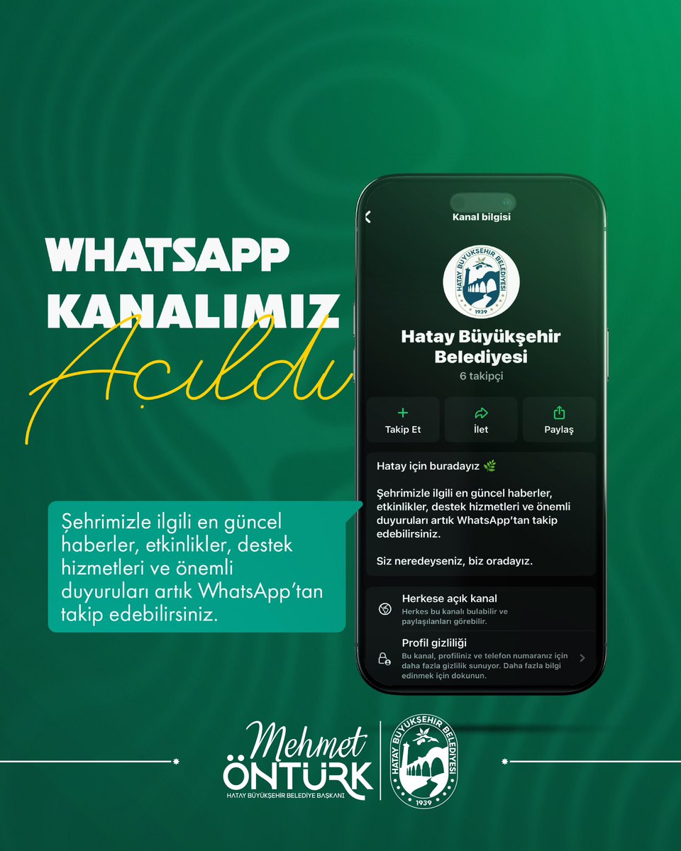 📢 WhatsApp Kanalımız Hizmete Açıldı
📲 Artık Daha Yakınız

Şehrimizden haberler, duyurular ve etkinlikler için WhatsApp Kanalımıza katılabilirsiniz.
Her şey cebinizde, her zaman yanınızdayız. 💚

👉 Takip için : whatsapp.com/channel/0029Vb…