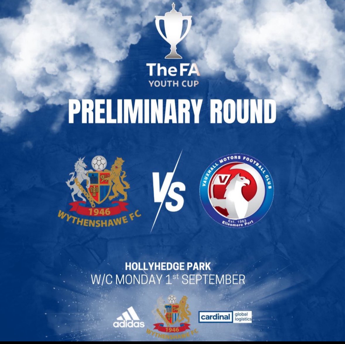 FA Youth Cup 
Thursday 4th Sept 
7.30pm KO