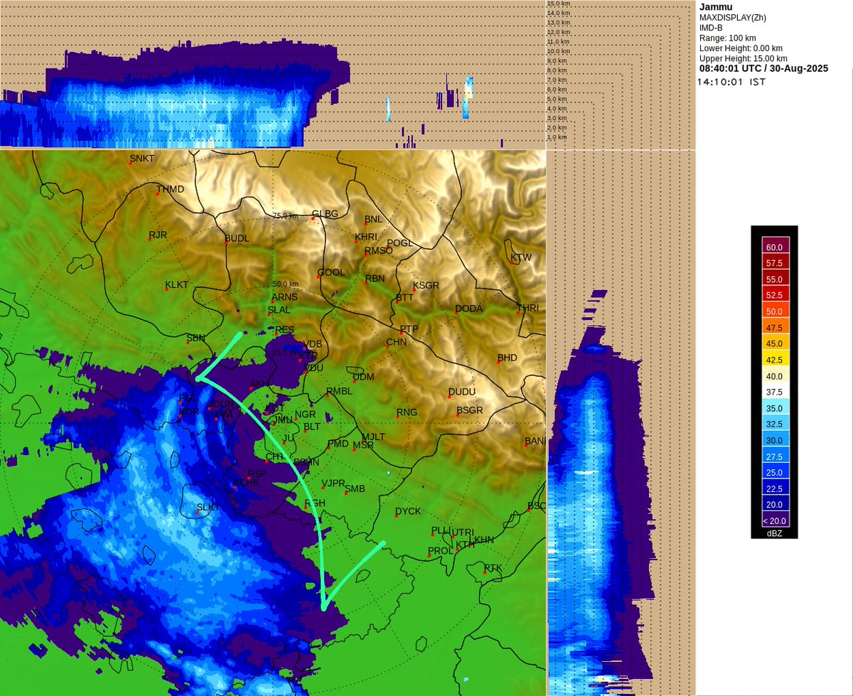 KashmirWeather2's tweet image. ⚠️An #intense spell is approaching towards Jammu and will hit within the next hour. 
Stay safe