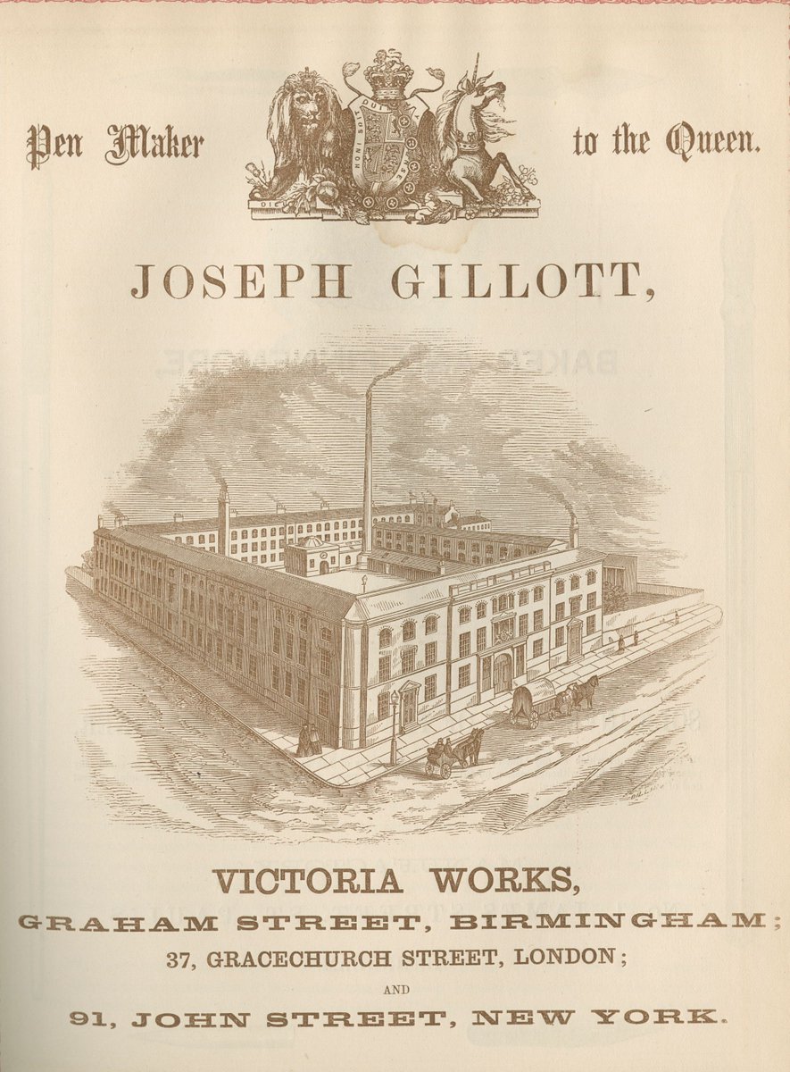 Birmingham Archives & Collections (@theironroom) on Twitter photo #CityOf1000Trades The Victoria Works was opened in 1840 and chiefly employed young women in the manufacturing of steel pen nibs, making Gillott an extremely wealthy man. Ref - New Illustrated Directory (1856), LF 06 <a href="/LibraryofBham/">LibraryofBirmingham</a> #CityOf1000Trades The Victoria Works was opened in 1840 and chiefly employed young women in the manufacturing of steel pen nibs, making Gillott an extremely wealthy man. Ref - New Illustrated Directory (1856), LF 06 <a href="/LibraryofBham/">LibraryofBirmingham</a>