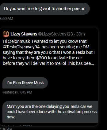 Just now they DM a screenshot of this post &amp; added this to the message.