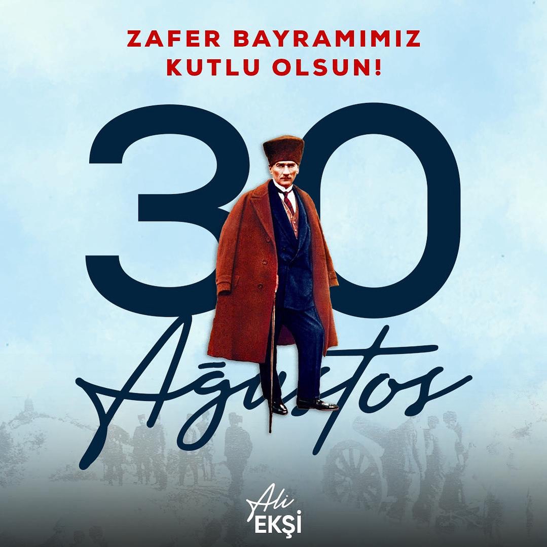EksiAli_'s tweet photo. 30 Ağustos Zafer Bayramı’mız kutlu olsun. 

Büyük Zafer’in 103. yıl dönümü vesilesiyle tüm şehitlerimizi saygı, rahmet ve minnetle anıyorum. https://t.co/g2wXychGyD