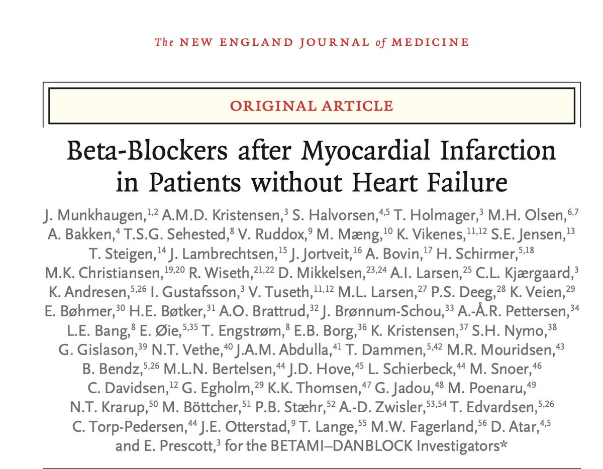 Beta-Blockers after Myocardial Infarction in Patients without Heart Failure: <a href="/NEJM/">NEJM</a> @ESCCongress

🥸 Is evidence still in favor of beta blockers post AMI? #ESCCongress2025 

😱Summary 

👇👇👇