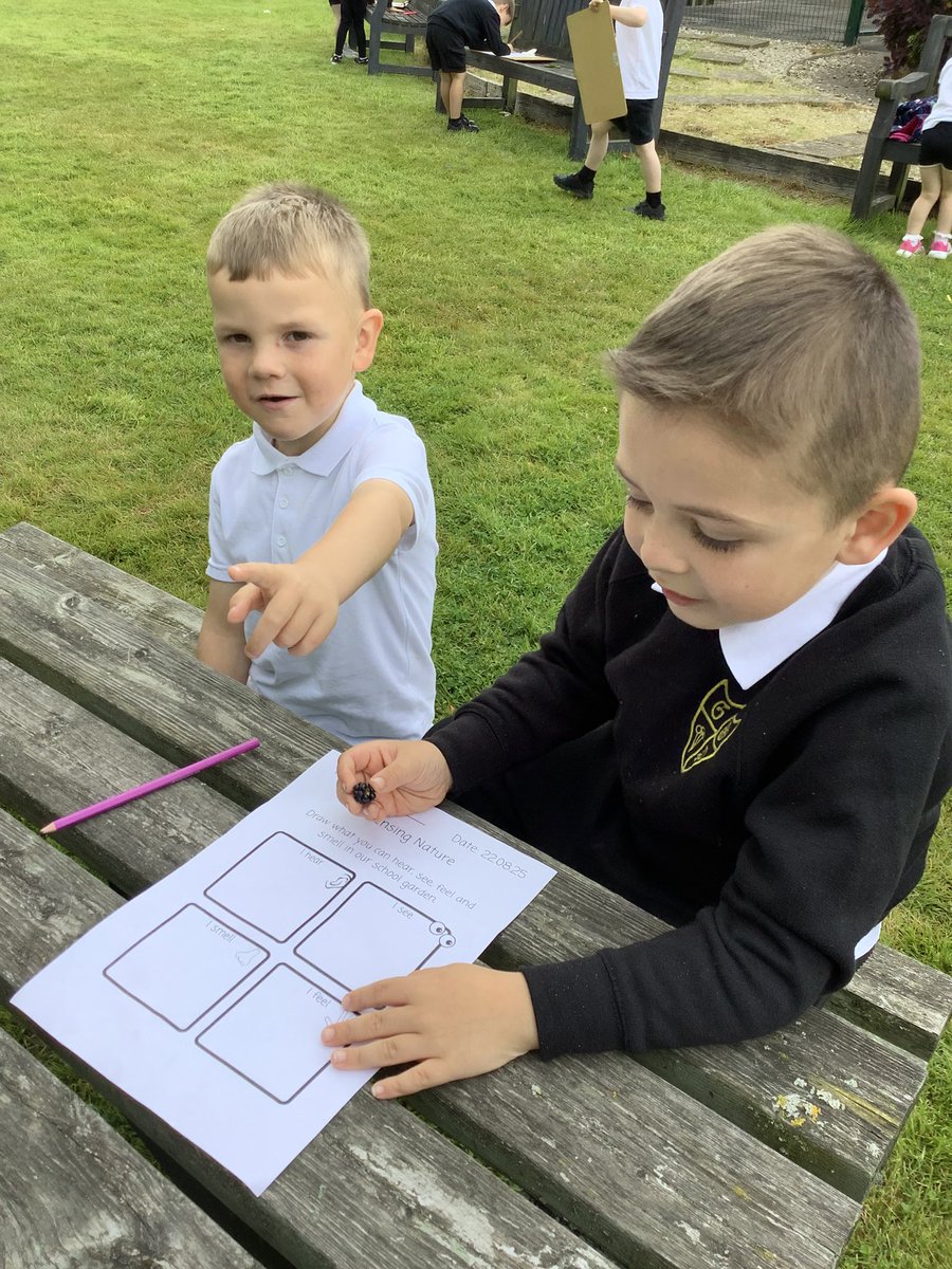 GlenmanorPS's tweet image. Room 3 were tuning into their senses this week during outdoor learning. They used sight, sound, touch and smell to help them  explore and investigate some little details of nature #rspbwildchallenge