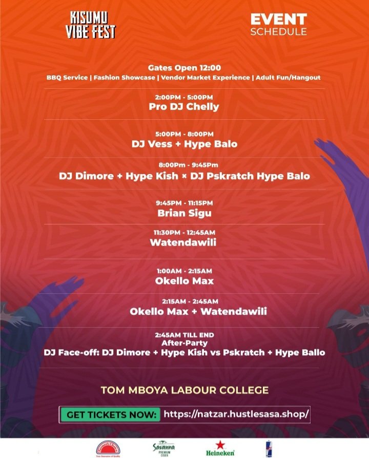 CopyThatKE's tweet image. The wait is over 🎶 The official #KisumuVibeFest schedule is out! From Vitendawili to Okello Max and Brian Sigu Kisumu is set for a night of pure energy. Don’t miss it—#MejasanMediaProduction @mejasanw has your #eventcoverage #photography #videography #drone #mejasanweddings…