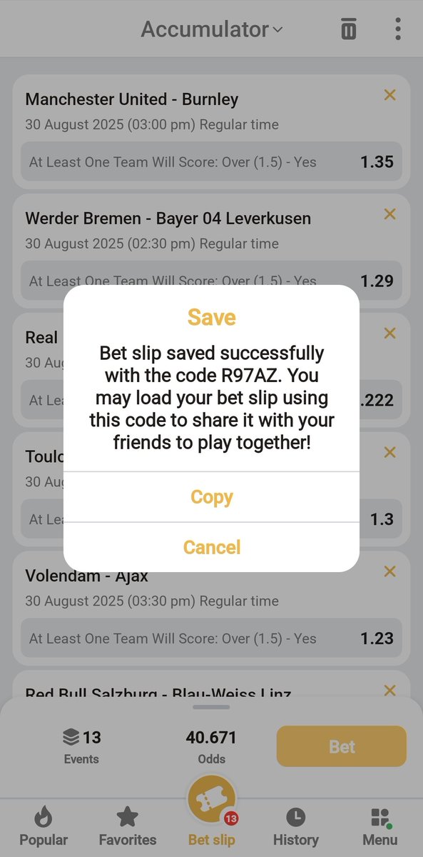 BetLaneOfficial's tweet image. SECRETBET 💰 💴 

40 odds 👉👉R97AZ
5 odds edit 👉NCVAZ

Register here: is.gd/bvtLPY
Use the promocode👉 BETLANE and get an additional bonus