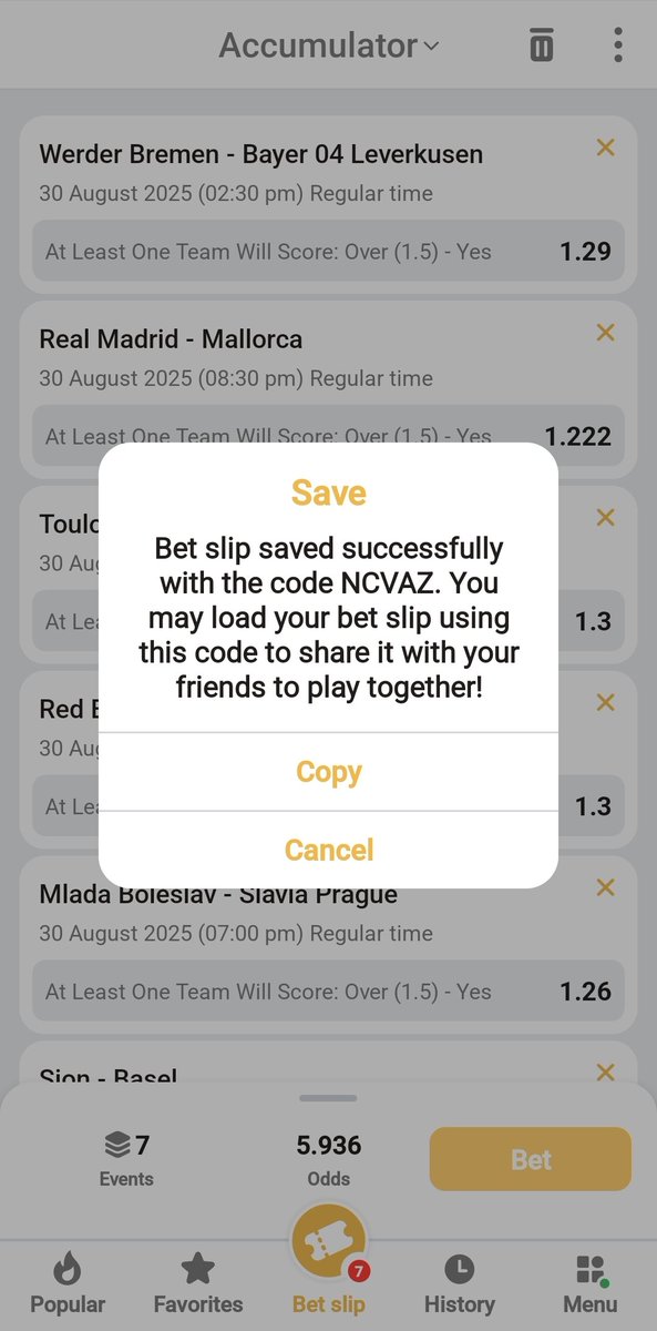 BetLaneOfficial's tweet image. SECRETBET 💰 💴 

40 odds 👉👉R97AZ
5 odds edit 👉NCVAZ

Register here: is.gd/bvtLPY
Use the promocode👉 BETLANE and get an additional bonus