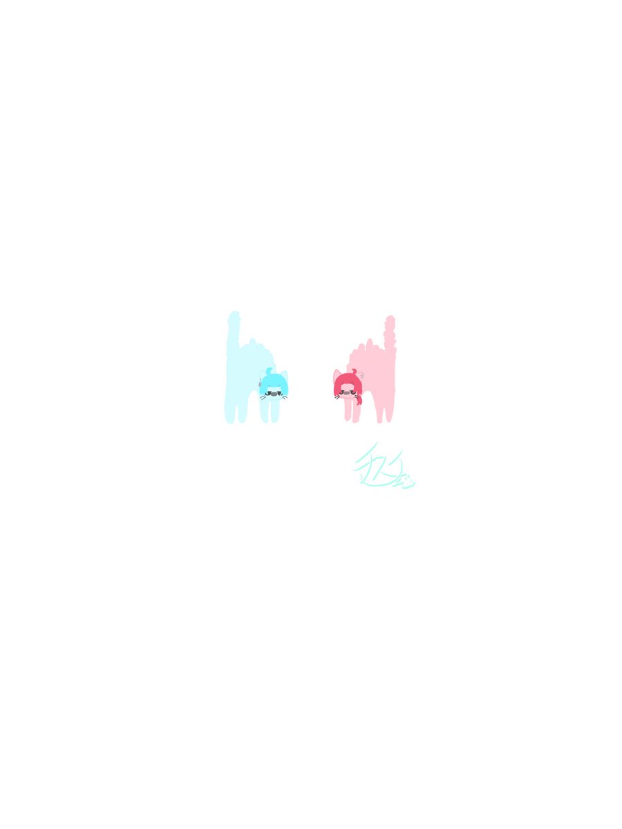 🐱威嚇してる💉と🩵💉