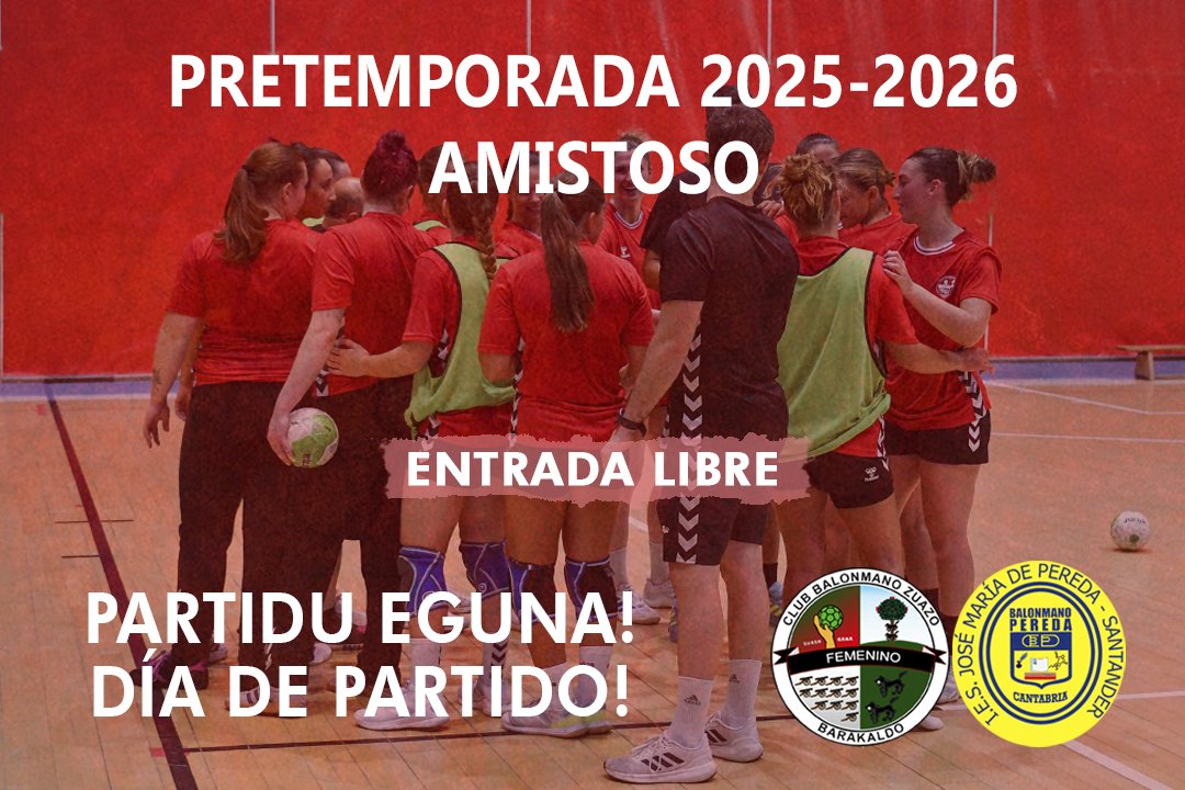 Club Balonmano Zuazo (@cbmzuazo) on Twitter photo 🏆 PRETEMPORADA 2025-26
📌 Gorostiza - Barakaldo
📅 Gaur / Hoy ⏰ 18:30h
🆚️ <a href="/CbmZuazo/">Club Balonmano Zuazo</a> - <a href="/bmpereda/">Uneatlantico Pereda</a>
📹 No hay streaming
🎙 PARTIDU EGUNA! / DÍA DE PARTIDO! Segundo partido preparatorio de nuestras #GuerrerasZuazotarras 🔴⚫️ en casa! #AupaNeskak
📸 <a href="/andoni_gonzalez/">Andoni Gonzalez</a>
#ZuazoGara 🏆 PRETEMPORADA 2025-26
📌 Gorostiza - Barakaldo
📅 Gaur / Hoy ⏰ 18:30h
🆚️ <a href="/CbmZuazo/">Club Balonmano Zuazo</a> - <a href="/bmpereda/">Uneatlantico Pereda</a>
📹 No hay streaming
🎙 PARTIDU EGUNA! / DÍA DE PARTIDO! Segundo partido preparatorio de nuestras #GuerrerasZuazotarras 🔴⚫️ en casa! #AupaNeskak
📸 <a href="/andoni_gonzalez/">Andoni Gonzalez</a>
#ZuazoGara