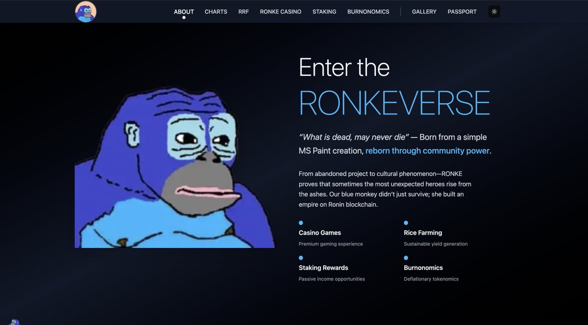 🌐 The New Ronke Website is Live! 🌐

We’ve upgraded the home of Ronke with fresh features to make it your ultimate hub:

- Ronkeverse rarity checker
- Live charts for $RONKE &amp; $RICE right on site
- Quick links to <a href="/RiceFarmerRonke/">Ronke Rice Farmers</a> 
- Direct access to all Casino Games
- A new