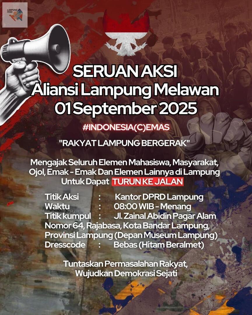 lampungbase's tweet image. Seruan aksi aliansi Lampung Melawan. Untuk yg ikut demo besok dimohon untuk tidak anarkis dan jangan mudah terprovokasi. Semangat semua pejuang yg turut turun aksi, geh!
