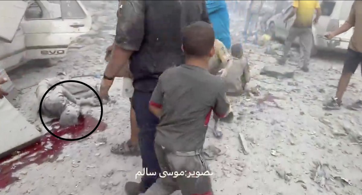 Israel has just now blown up the head of this child in a three-missile hit on a building in Gaza City.