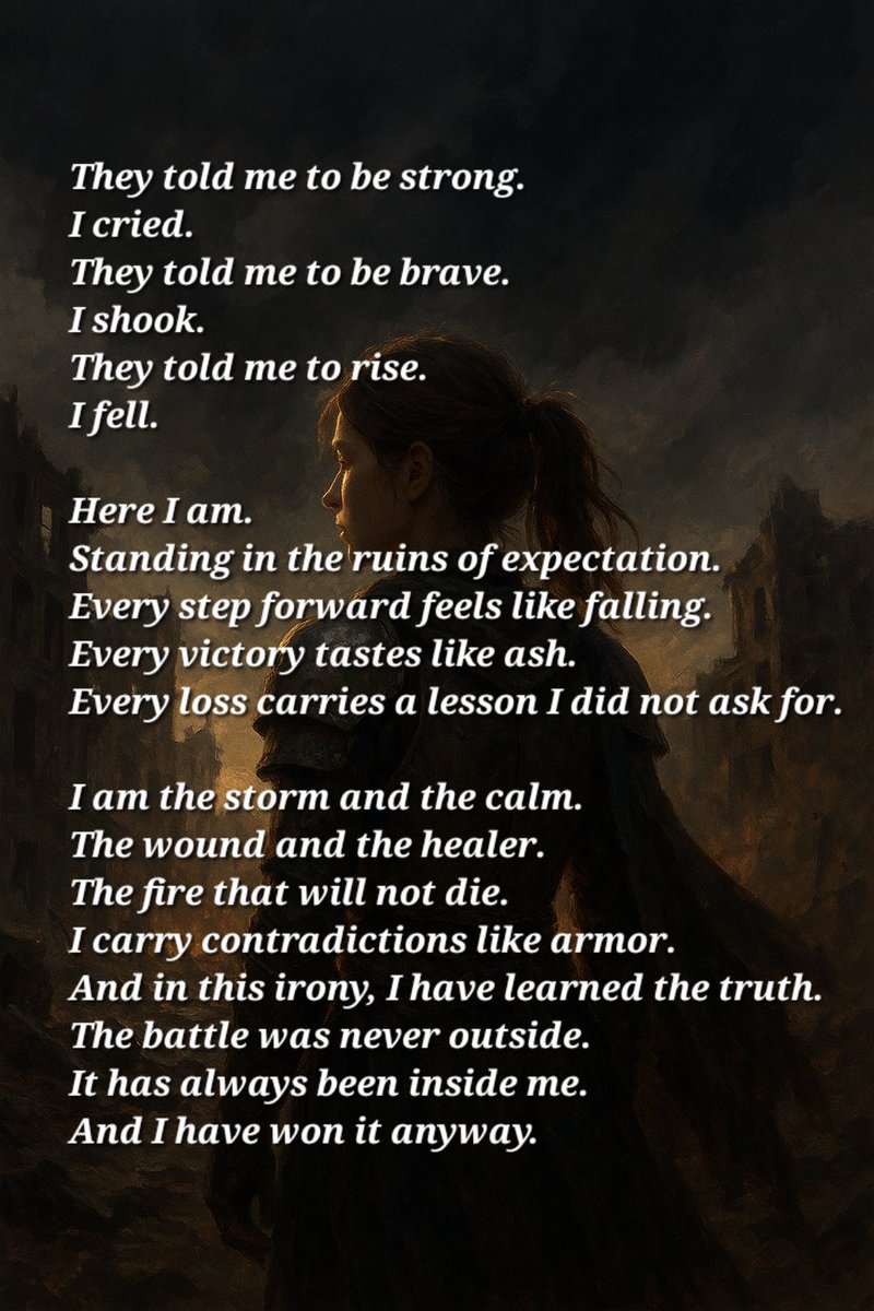 This poem was inspired by this week's  #BornBattleReady prompt word: IRONY. It's  about the battles we fight inside and the strength we find in contradiction.