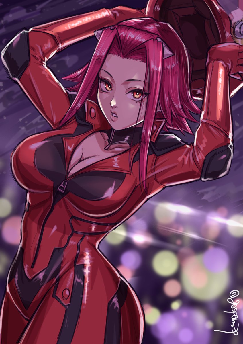 十六夜アキさん、ライダースーツがお似合いですね。すごくかわいい