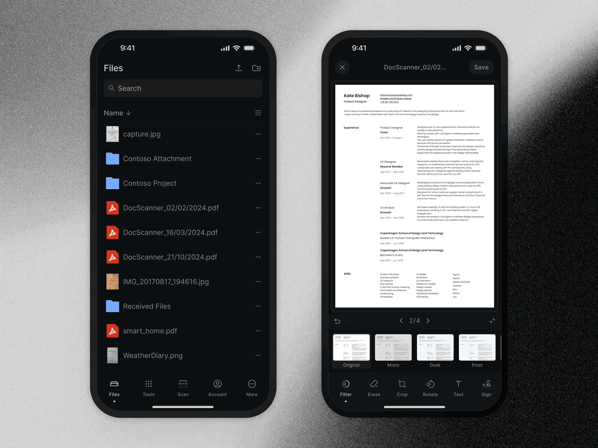 Files &amp; filters — Docscan