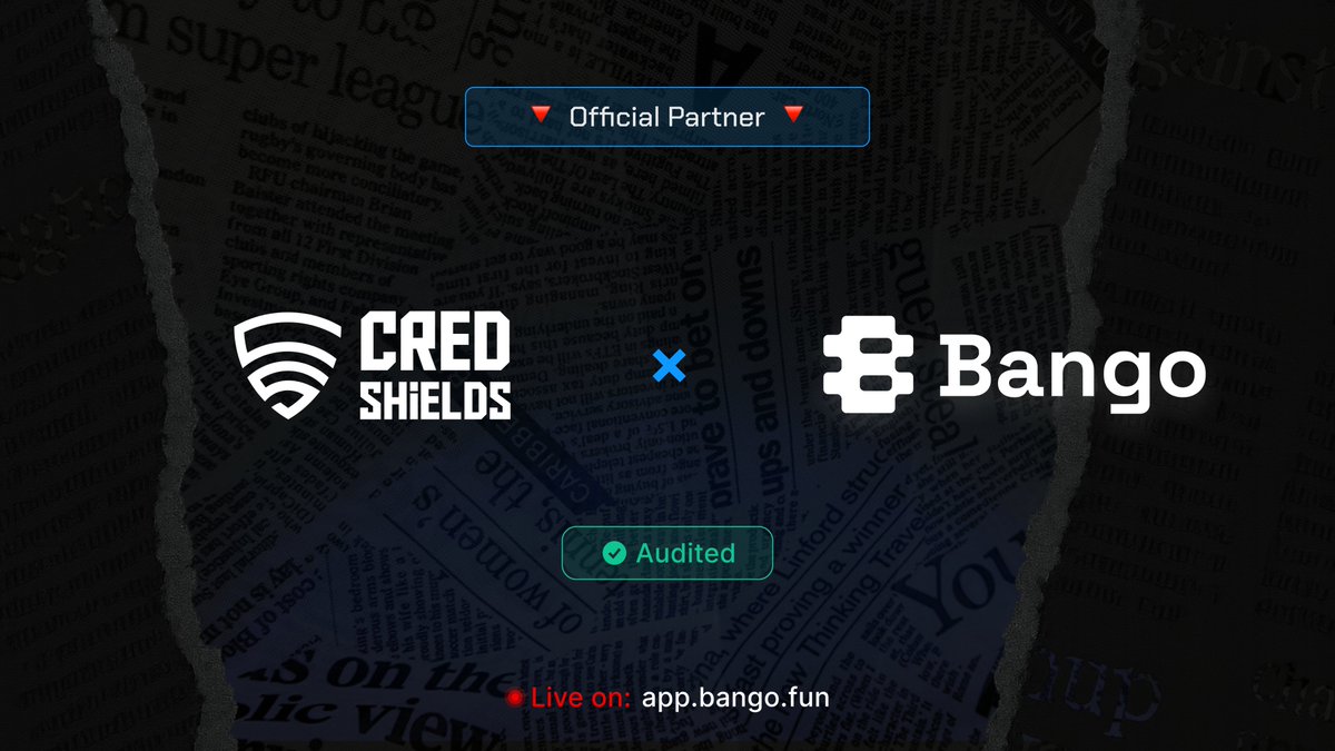 BangoDotFun's tweet image. ✅ Audit complete.
Bango smart contracts have been audited by @CredShields.
Safer markets, same degen energy.

Powered by @avax.
Bang Bang Bango.