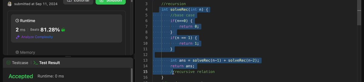 ASHUTOSHKU93588's tweet image. #DynamicProgramming.
started today
learn 3 approaches to tackle after recursion
m1->top to down approach
m2->tabulation OR down to UP approach
m3->Space Optimisation approach(m2 ka pattern dekho kuchh milega wahi m3 hai)