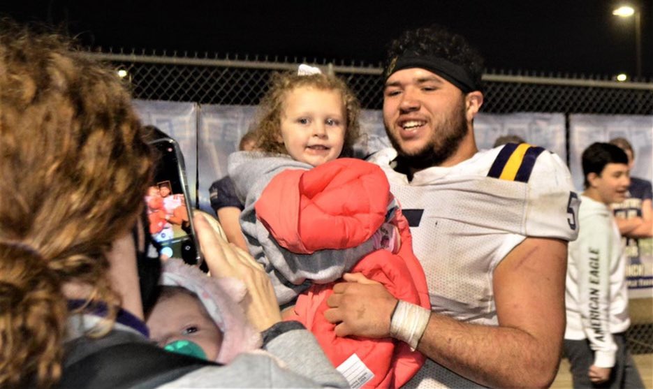One of the best parts of coaching is raising my kids around players who are heroes to them <a href="/JRStroupQB9/">Jackson Stroup</a> <a href="/cam_rankins44/">Cameron Rankins</a> Five years apart and two different hero’s.