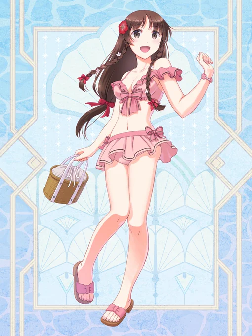 【PBW/TW】水着コンテストのイラストが納品されました。ご依頼ありがとうございました!2人の対比を楽しく描かせていただきました。 『ルートエデン』(C)ナオ/トミーウォーカー