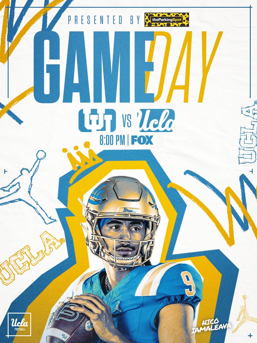 GAMEDAY IS FINALLY HERE.

🆚: Utah
⏰: 8 p.m. (PT)
🏟️: Rose Bowl Stadium
📺: FOX
📻: AM 790
🎟️: ucla.evenue.net/events/FBHOME

#GoBruins