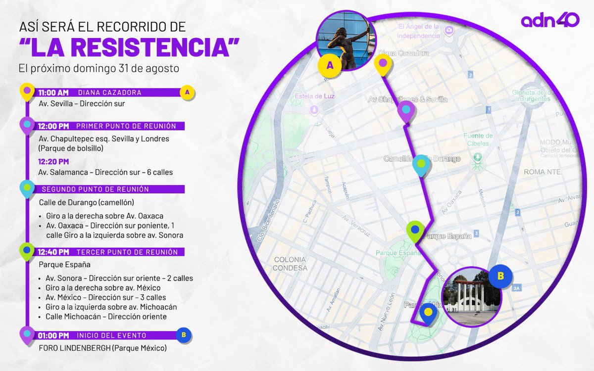 ‼️Este domingo 31 de agosto, a las 11 AM, arrancará la marcha "La Resistencia", una manifestación convocada por alcaldesa de <a href="/AlcCuauhtemocMx/">Alcaldía Cuauhtémoc</a>, Alessandra Rojo de la Vega (<a href="/AlessandraRdlv/">Alessandra Rojo de la Vega</a>) para defender la democracia, reconocer y evitar los excesos y frenar los abusos de poder🚫