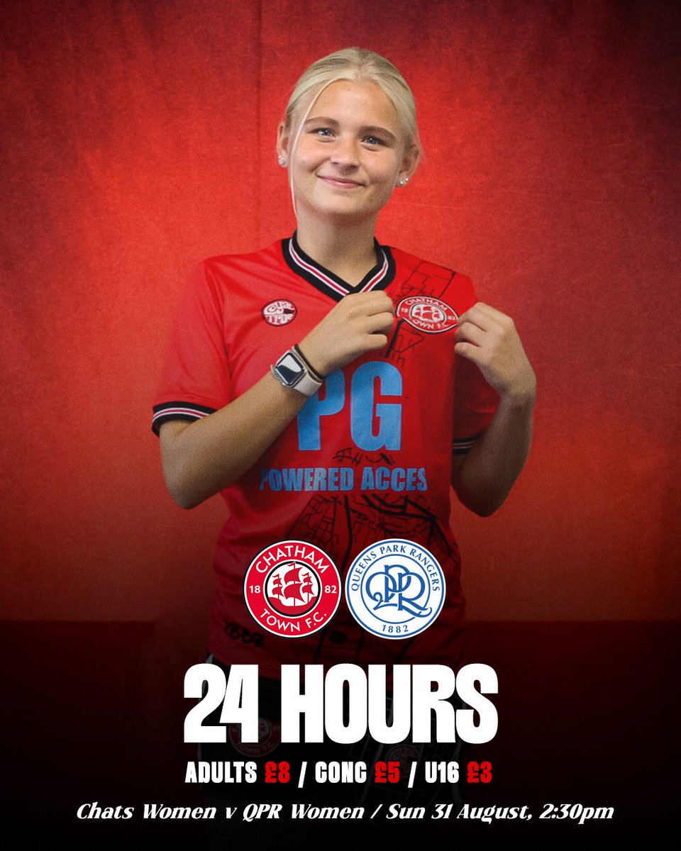Chatham Town Women (@chathamtownwfc) on Twitter photo 24 HOURS TO GO! 🔜
Join us at the Bauvill tomorrow as we welcome <a href="/QPRWFC/">QPR FC Women</a> for another <a href="/FAWNL/">FA Women's National League</a> test! 👊
𝗧𝗜𝗖𝗞𝗘𝗧𝗦 🔗 | shorturl.at/WGbdP
🔴⚪️⚫️ #UpTheChats | #InThisTogether 24 HOURS TO GO! 🔜
Join us at the Bauvill tomorrow as we welcome <a href="/QPRWFC/">QPR FC Women</a> for another <a href="/FAWNL/">FA Women's National League</a> test! 👊
𝗧𝗜𝗖𝗞𝗘𝗧𝗦 🔗 | shorturl.at/WGbdP
🔴⚪️⚫️ #UpTheChats | #InThisTogether