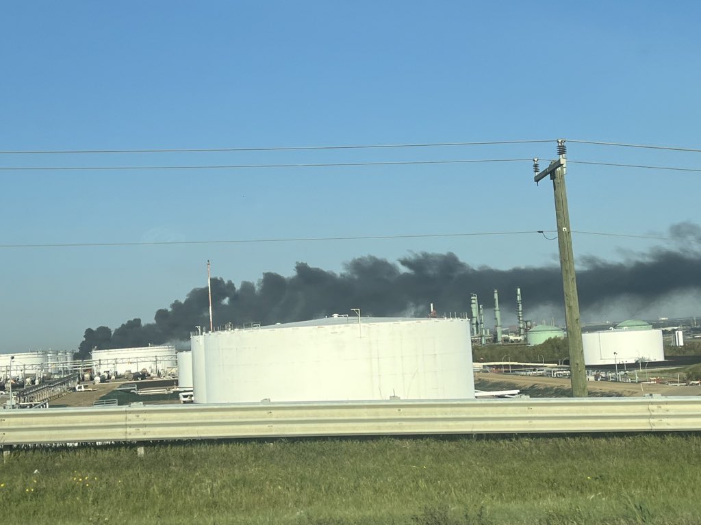 Something big burning in East #Edmonton near Sherwood Park.