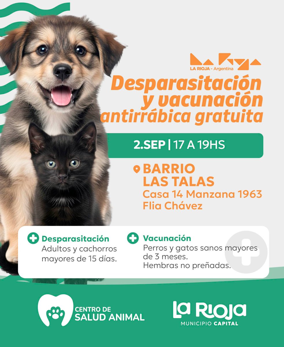 Munilarioja's tweet photo. Seguimos recorriendo los BARRIOS de nuestra ciudad...

🐾 Llevamos los servicios GRATUITOS del Centro de Salud Animal:
✔️ Desparasitación (para cachorros y adultos)
✔️ Vacunación antirrábica

Cuidamos la salud de ellos y de toda tu familia. https://t.co/HkKsP02ath