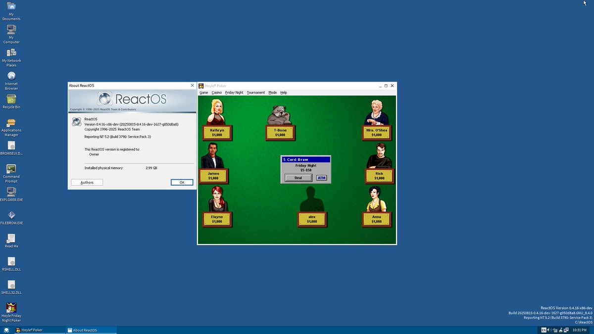 reactos's tweet image. Here&apos;s Hoyle Poker working on #ReactOS!