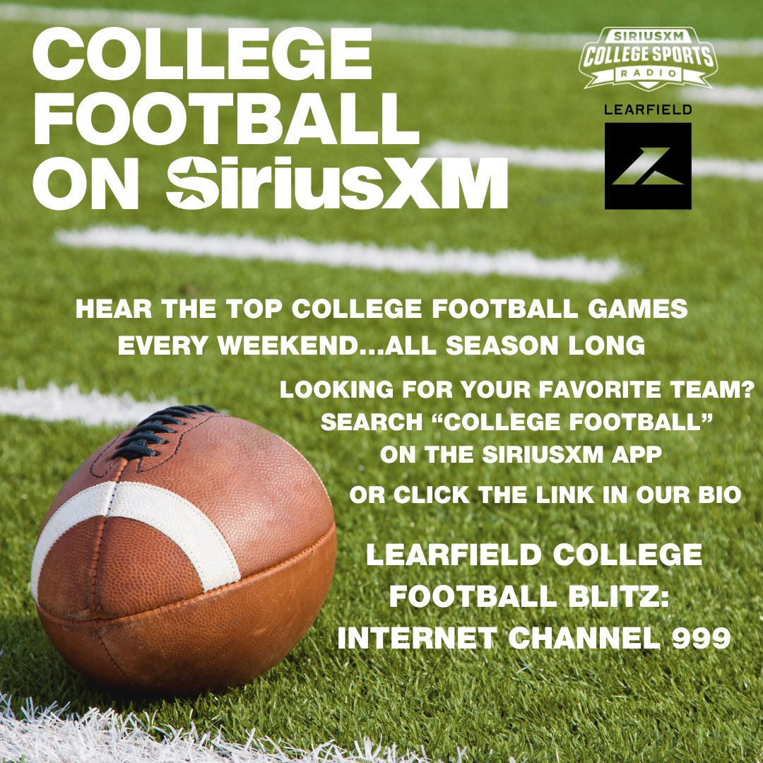 SXMCollege's tweet photo. It’s Week 1 and you can hear all the top games on @SIRIUSXM and @SiriusXMSports 

To find your favorite school: https://t.co/GYYGQB7zjk

For the @Learfield Blitz:  
https://t.co/mbDxjeHUvf https://t.co/6aonhXgac3