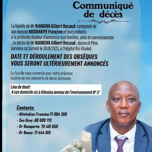 Baconib's tweet photo. #Necrologie - M. Gilbert Bécaud #Njangwa (@gnjangwa), fondateur des fameux @OnelopBurundi et #PISC_Burundi, est décédé.

Il était un des membres de la @CNIDH_Bdi.

Mes condoléances à sa famille !

En mars 2025, un certain @FloranMathiaBdi révélait que Njangwa été très malade et qu'il n'aurait pas été soutenu par la CNDIH, il aurait voulu aller en Belgique pour se faire soigner sans succès.

PS = tout est au conditionnel !
