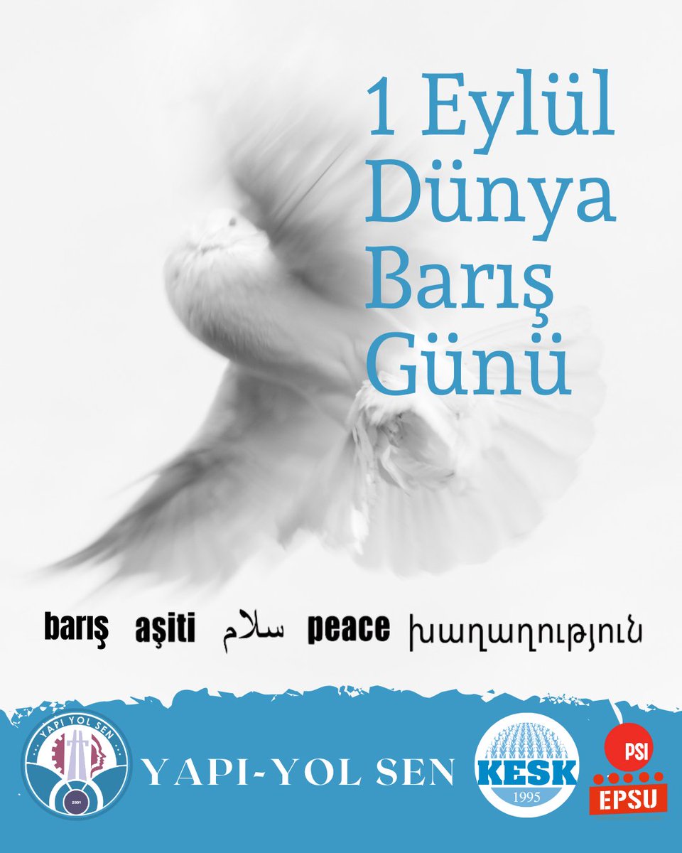 1 Eylül Dünya Barış gününde, emperyalizme ve ırkçılığa karşı hep birlikte mücadeleyi yükseltiyoruz.🕊️