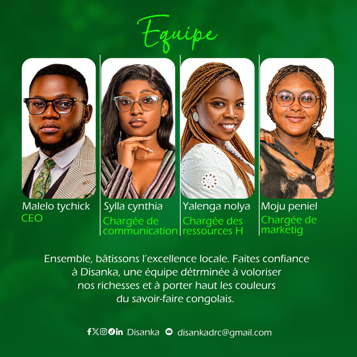 Bienvenue sur le compte officiel de l'entreprise Disanka. Nous sommes ravis de votre visite !🍀

#Disanka est une entreprise agroalimentaire spécialisée dans la transformation, la production et la vente de produits naturels originaires de la RDC…

Pourquoi #Disanka ?👇