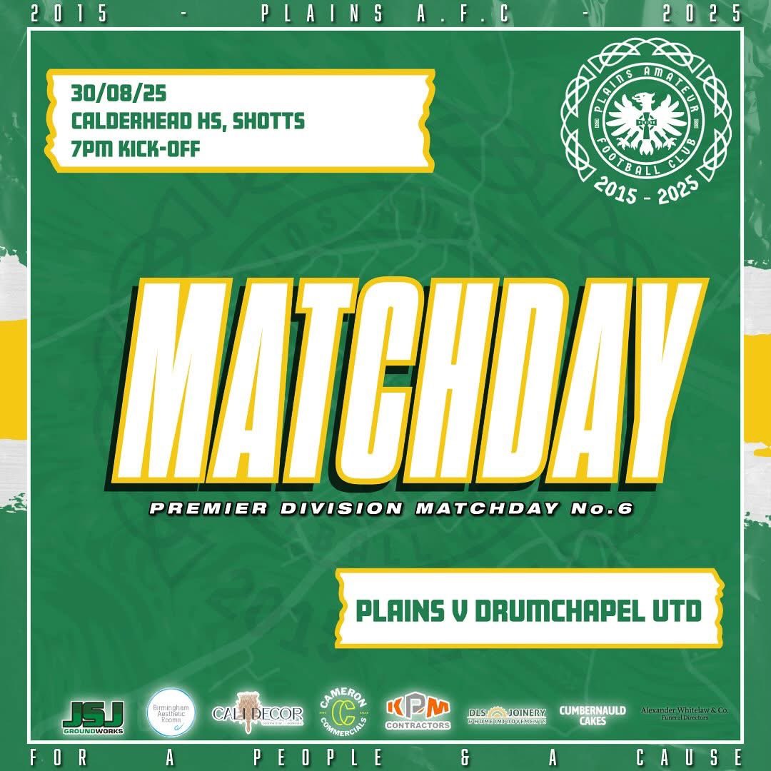 ⚽️ FULL-TIME RESULT ⚽️‼️
 
🟢⚪️🟡 PLAINS 1-2 DRUMCHAPEL UNITED 🔴⚪️⚫️

Goal:

<a href="/ciaranreilly9/">Ciaran Reilly</a> ⚽️

Man of the Match:

Luke Tuite 💪🏻 

🟢⚪️🟡 𝙐𝙋 𝙏𝙃𝙀 𝙋𝙇𝘼𝙄𝙉𝙎 🟡⚪️🟢

#Plains #Lanarkshire #ScottishAmateurFootball #ScottishFootball #ForAPeopleAndACause