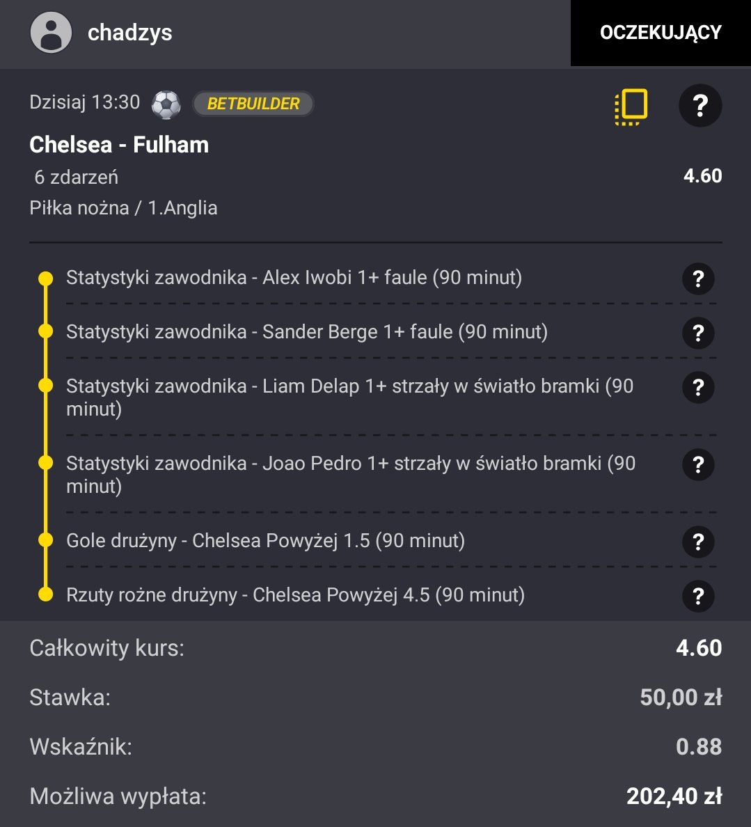 Codzienne_Typy's tweet photo. Inauguracja 3. Kolejki Premier League i betbuilder w @eFortunapl. A Wy, macie coś poklejone? 🫡🫡

#obstawiamy @ChelseaFC https://t.co/vrTGIY1JrC