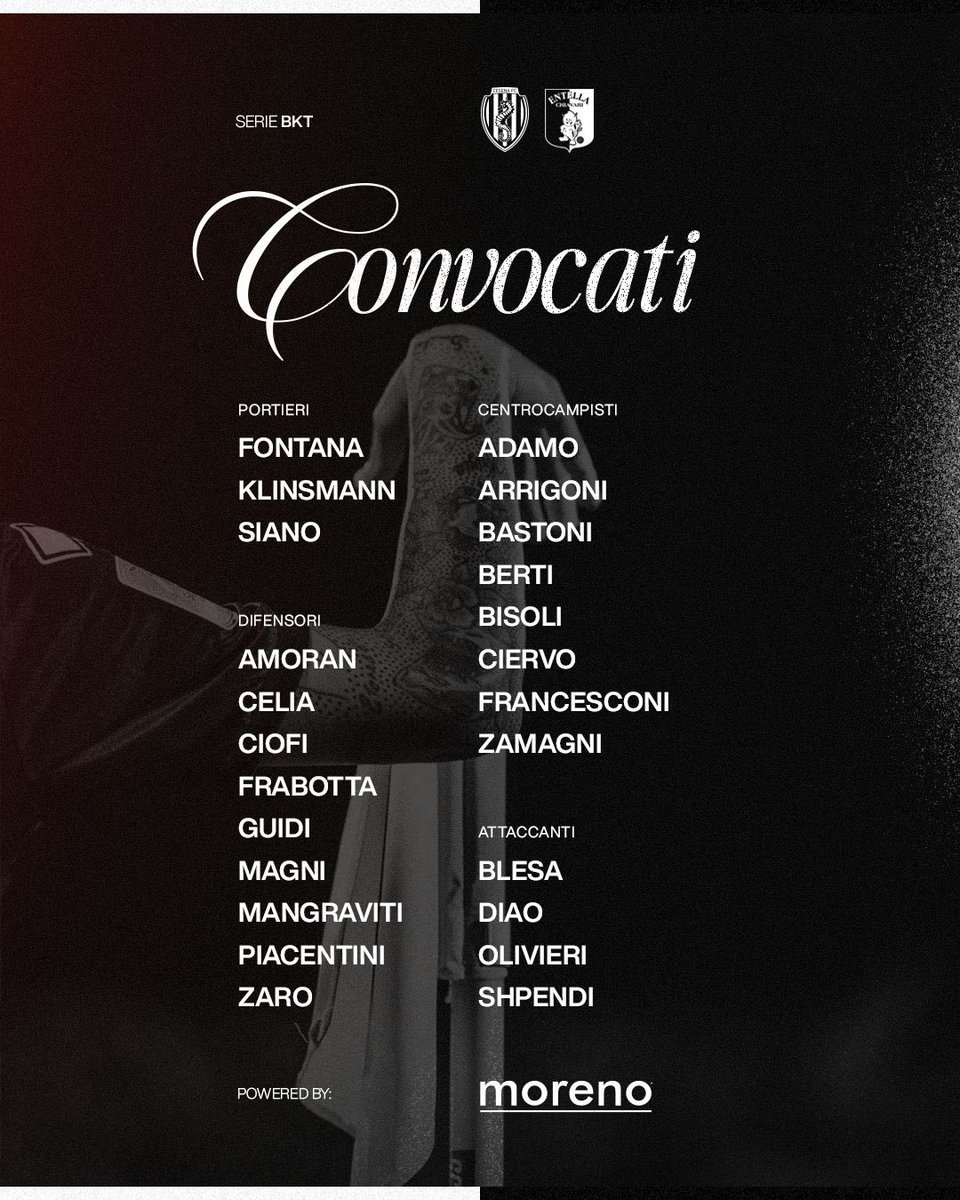📋 I convocati per Cesena 🆚 Virtus Entella

Powered by Moreno Renting