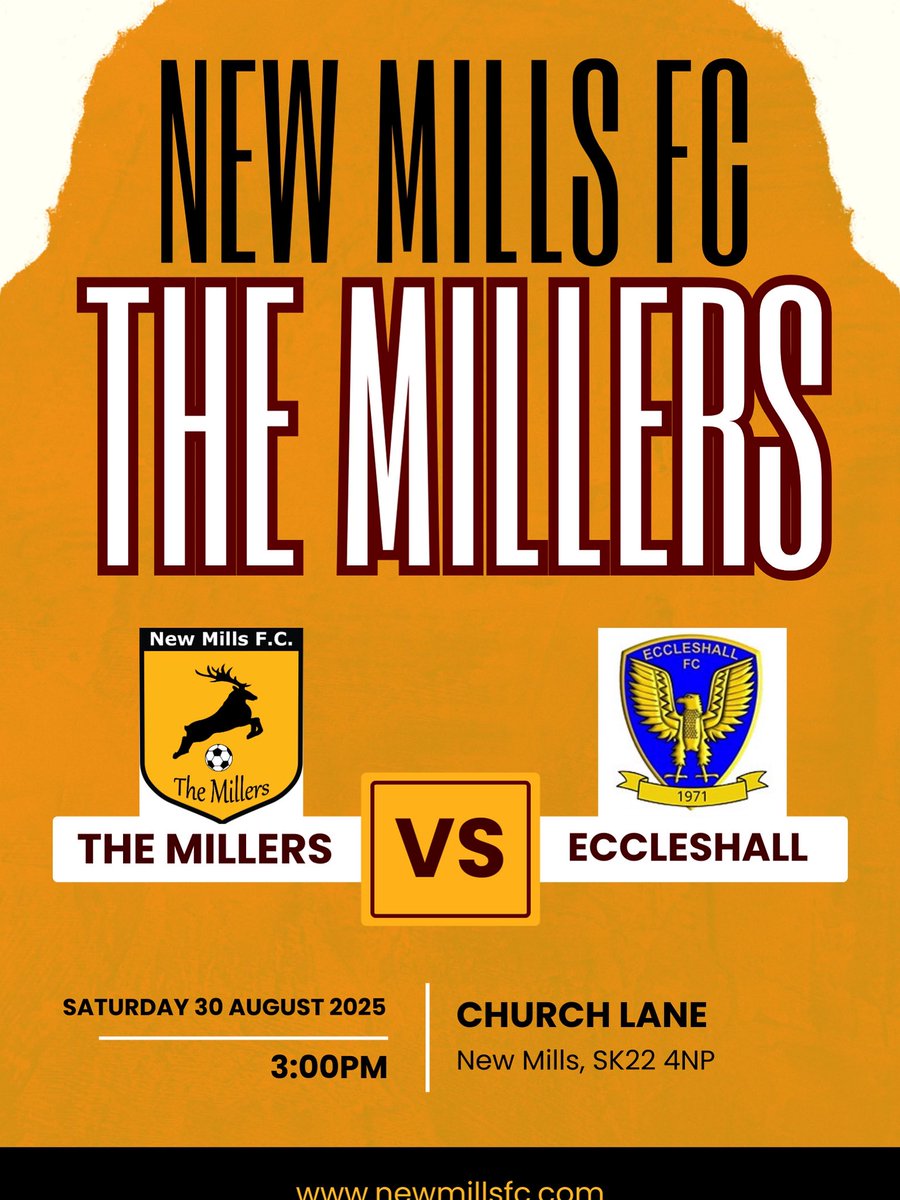 New Mills Football Club (@newmillsfc) on Twitter photo The Millers host Eccleshall in the <a href="/nwcfl/">The NWCFL ⚽️</a> Division One South this afternoon. Kick off 3:00pm 💛💛💛⚽️⚽️⚽️⚽️ The Millers host Eccleshall in the <a href="/nwcfl/">The NWCFL ⚽️</a> Division One South this afternoon. Kick off 3:00pm 💛💛💛⚽️⚽️⚽️⚽️